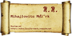 Mihajlovits Márk névjegykártya