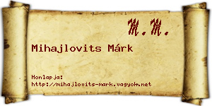 Mihajlovits Márk névjegykártya